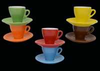 Tazzine caffè con piatto, colori assortiti Urano