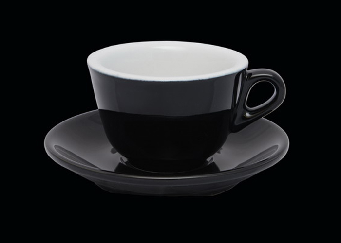 Tazza Cappuccino con piatto Urano nero