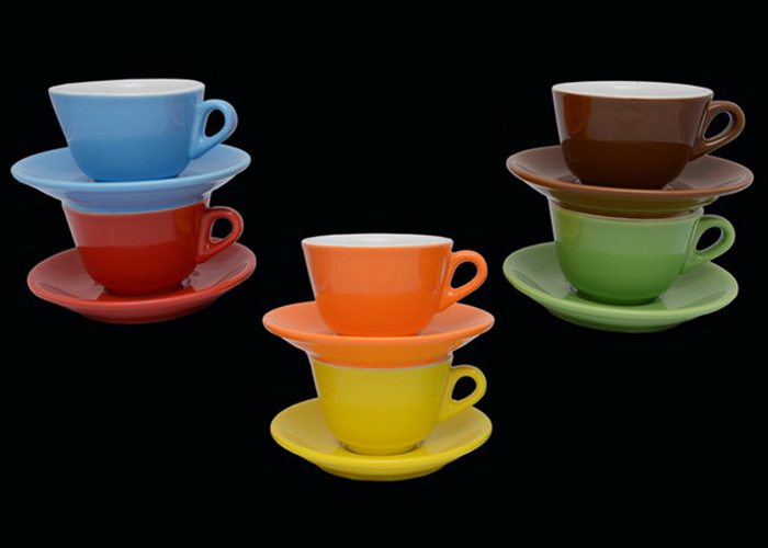 Tazza Cappuccino con piatto Urano colori misti