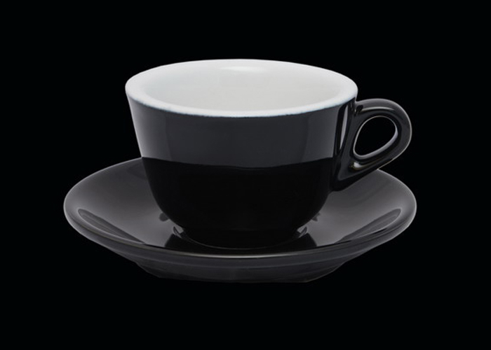 Tazza con piatto da cappuccino bar colore nero Urano